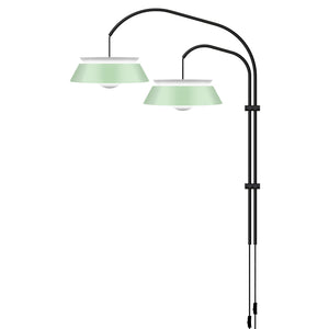 Cuna Mint Green 2-Light Wall Lamp with Black Wall Hanger