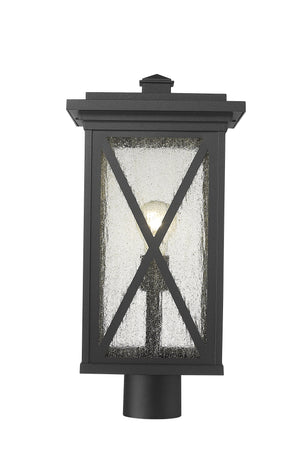 Brookside 1 Light Outdoor Post Mount Fixture in Black Finish