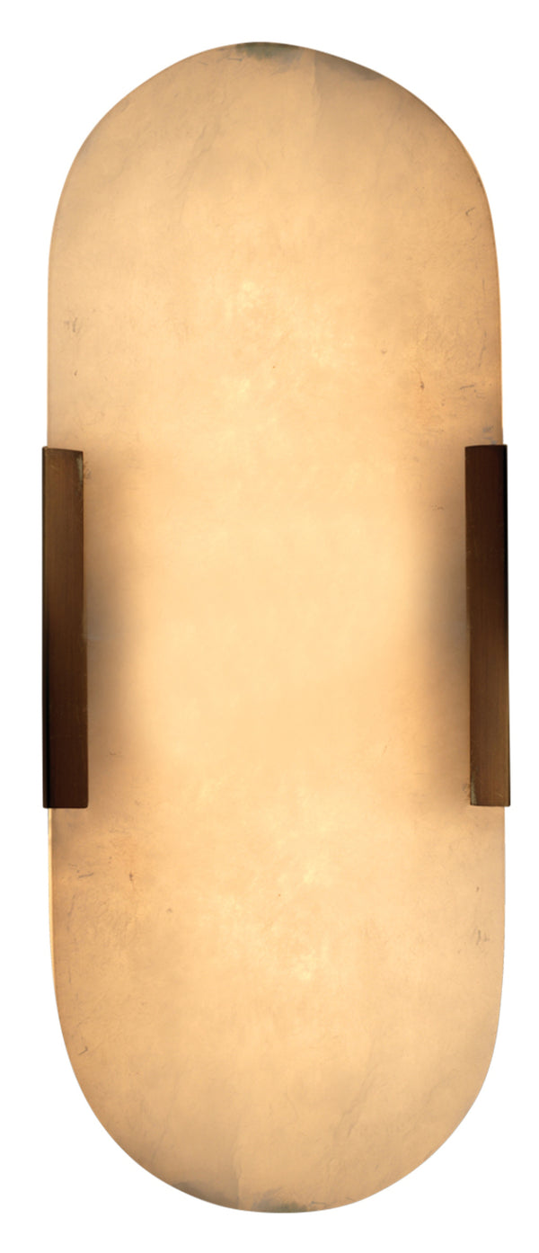 Delphi 2-Light Alabaster Wall Sconce, Antique Brass Metal