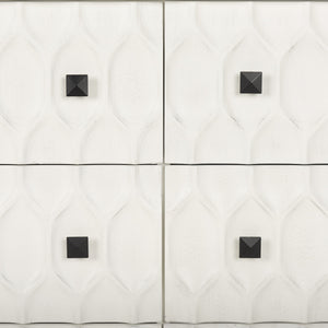 Savannah White Fir Veneer w/ Gray Metal 6-Drawer Sideboard