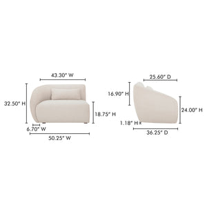 Amelia Left Arm Facing Chair in Warm White