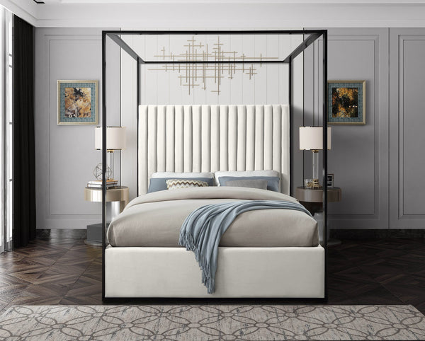 Daniel King Bed In Cream Velvet