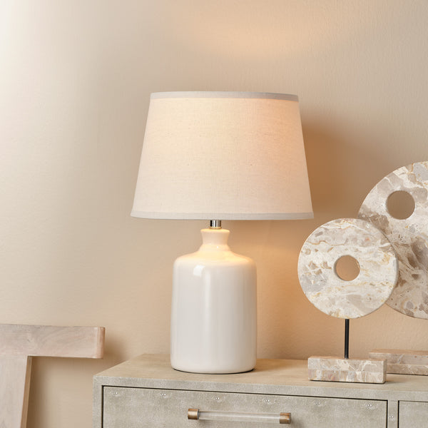 Milk Jug Glass Table Lamp, Cream