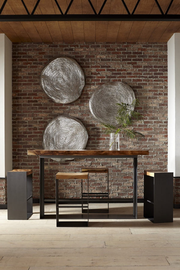 Iron Frame Bar Stool, Chamcha Wood, Natural