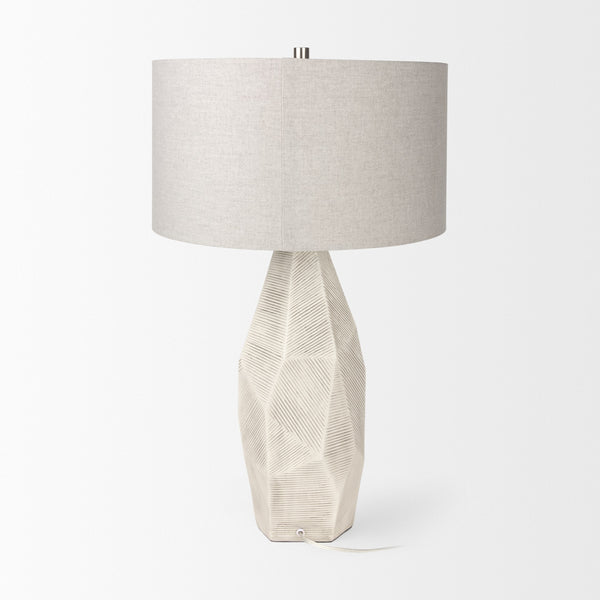 Piven White w/Antiqued Wash Textured Ceramic Table Lamp