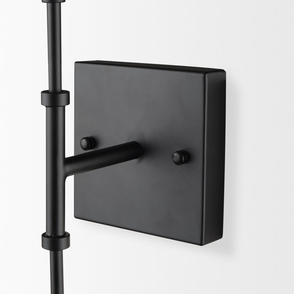 Edie Matte Black Metal w/ Frosted Glass Globes 2-Light Wall Sconce