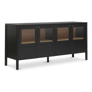 Moe's Hannah Black Sideboard with Glass Panels