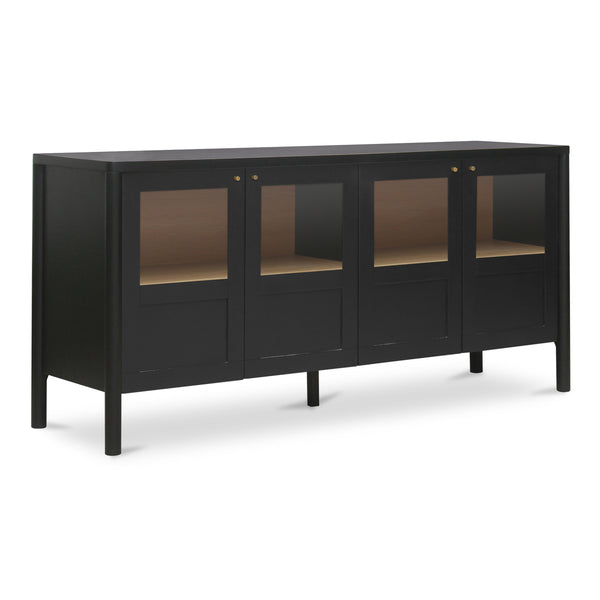Moe's Hannah Black Sideboard with Glass Panels