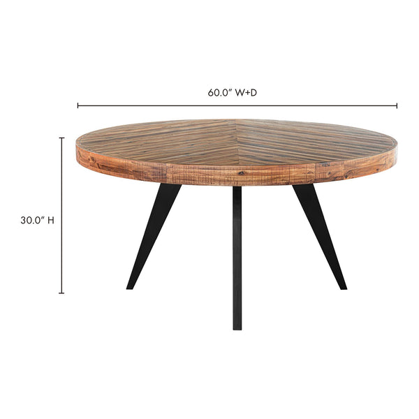 Moe's Parq 60" Round Dining Table in Acacia