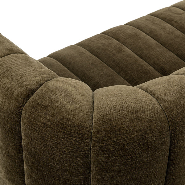 Vanty Upholstered Sofa in Olive Green with Wood Plinth
