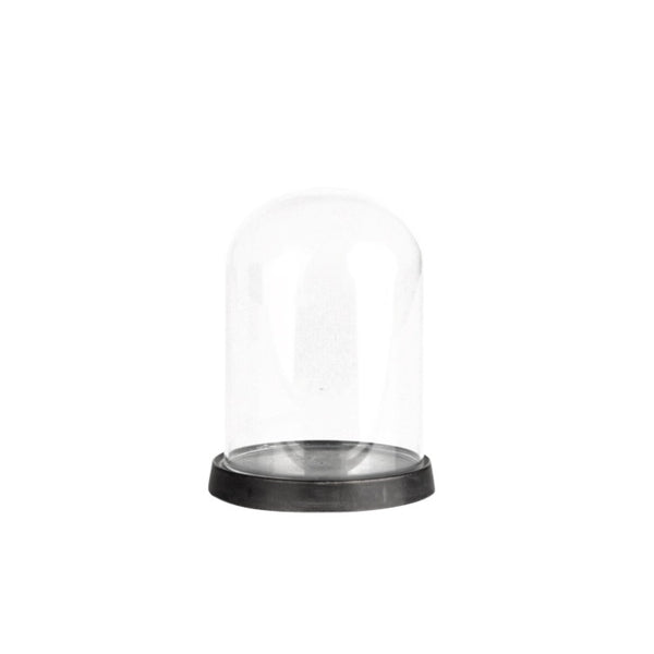 Glass Dome W/Plate Small Black Finish