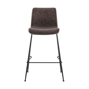 Jayden KD PU Low Back Counter Stool, Vintage Coffee Brown