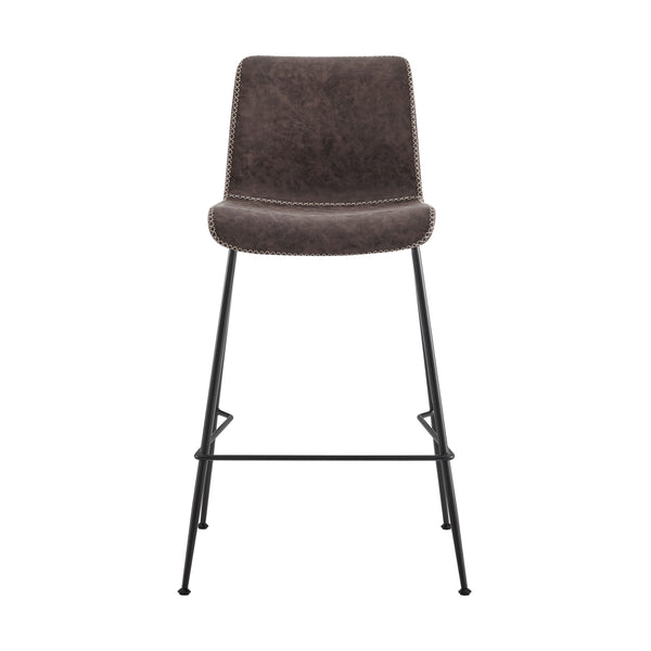 Jayden KD PU Low Back Counter Stool, Vintage Coffee Brown