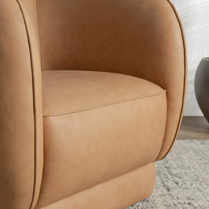 Rinner Leather Accent Barrel Chair in Tan