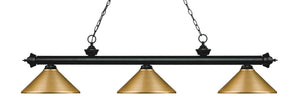 Riviera 3 Light Billiard Light in Matte Black Finish