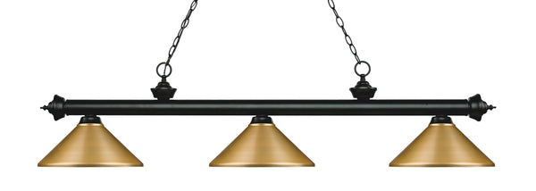 Riviera 3 Light Billiard Light in Matte Black Finish