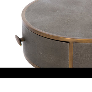 Shagreen Round Nightstand-Antique Brass