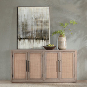 Jensen Solid Wood 4Dr Cabinet with Cane Detail
