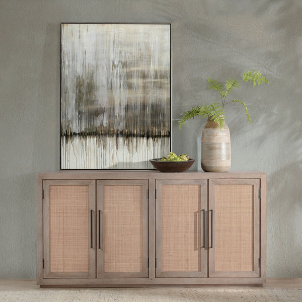 Jensen Solid Wood 4Dr Cabinet with Cane Detail