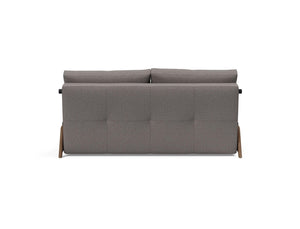 CUBED QUEEN SOFA BED in MIXED DANCE GREY FABRIC WITH Dark Wood LEGS 521