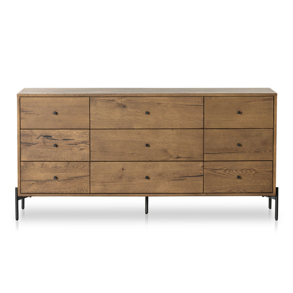 Eaton 9 Drawer Dresser In Amber Oak Resin