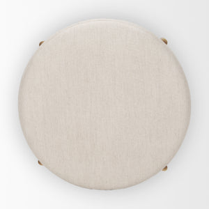 Gwynn Beige Fabric w/ Light Brown Wood Ottoman