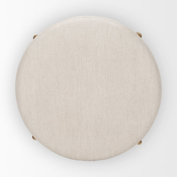 Gwynn Beige Fabric w/ Light Brown Wood Ottoman