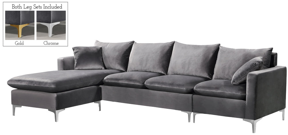 Lucy 2pc. Reversible Sectional In Grey Velvet