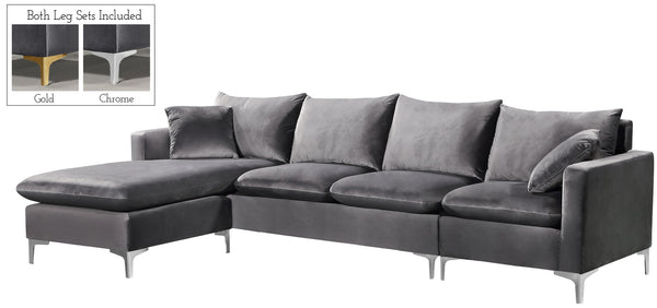 Lucy 2pc. Reversible Sectional In Grey Velvet