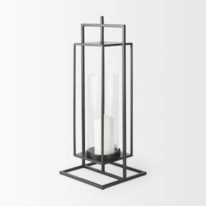 Albus I Large Black Metal Rectangular Table Candle Holder