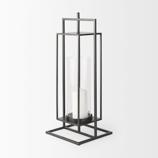 Albus I Large Black Metal Rectangular Table Candle Holder
