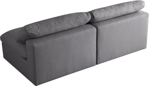 Carmen Cloud Modular Armless Sofa In Grey Linen Fabric