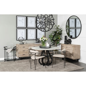 Parker I Beige Fabric Seat Gun Metal Gray Metal Frame Dining Chair
