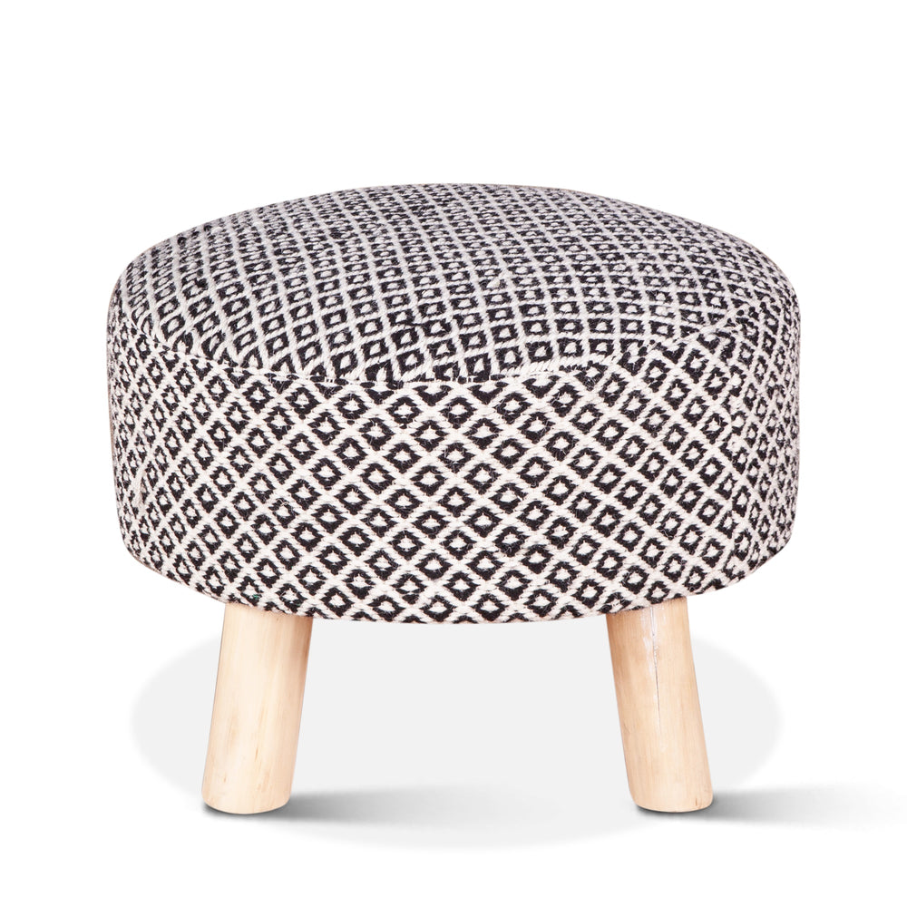 Marrakech 24" Upholstered Handloom Durry Stool