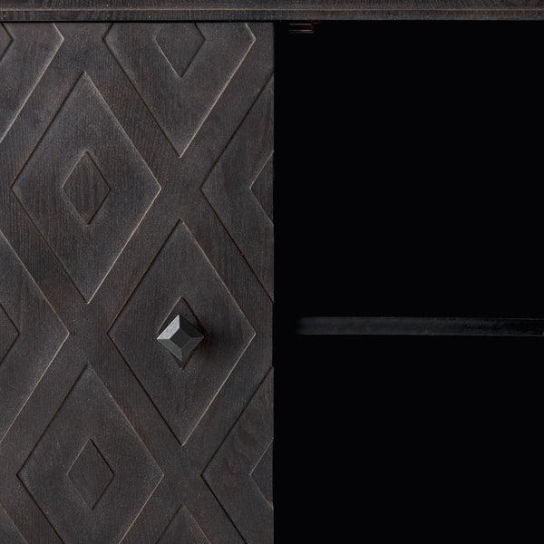 Lennon 47.2L x 15.0W x 33.1H Dark Brown Fir Veneer 4 Door Demilune Cabinet