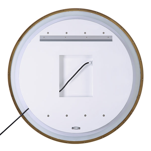Crofton Lighted Brass Round Mirror