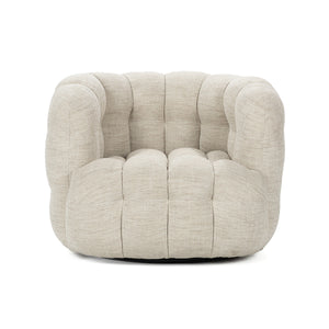 Walter Swivel Chair with Biscuit Tufting - Flax