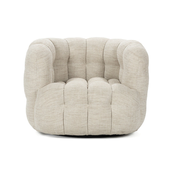 Walter Swivel Chair with Biscuit Tufting - Flax