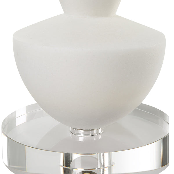 Lido White Stone Candleholders, Set/2