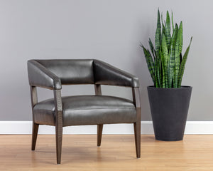 CARLYLE LOUNGE CHAIR - BRENTWOOD CHARCOAL LEATHER