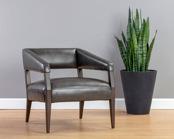 CARLYLE LOUNGE CHAIR - BRENTWOOD CHARCOAL LEATHER