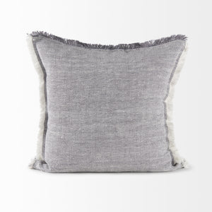 Thais 20L x 20W Blue and Cream Fringed Decorative Pillow Cover