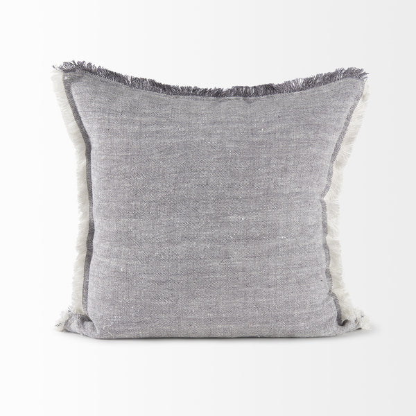 Thais 20L x 20W Blue and Cream Fringed Decorative Pillow Cover