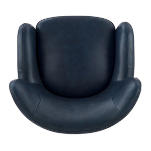 Tiffany KD Top Grain Leather Accent Arm Chair, Garrett Blue