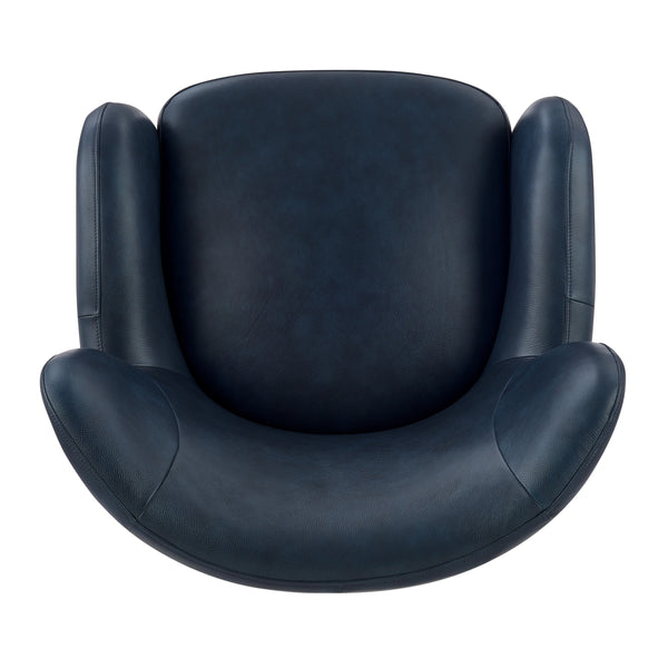 Tiffany KD Top Grain Leather Accent Arm Chair, Garrett Blue