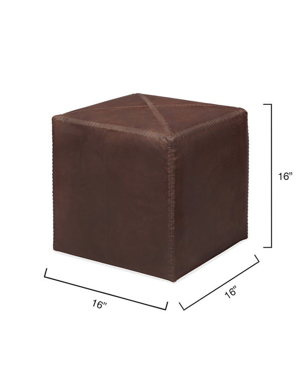 Tobacco Leather Ottoman, Small