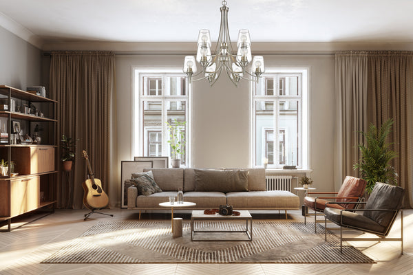 Joliet 9 Light Chandelier in Brushed Nickel Finish