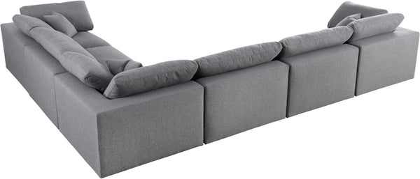 Carmen Cloud Modular Sectional In Grey Linen Fabric