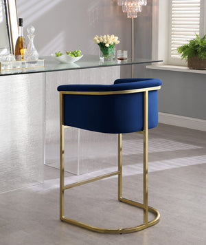 David Stool In Navy Velvet