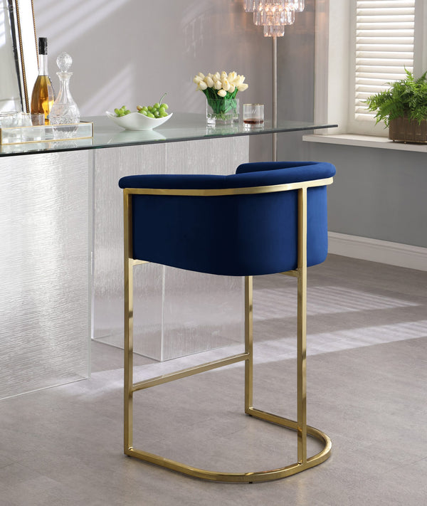 David Stool In Navy Velvet